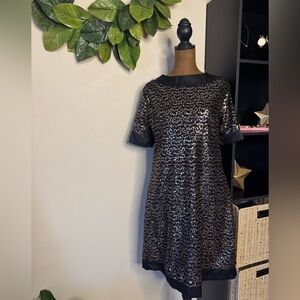SHEIN NWOT Black and Gold Sequin Mini Dress